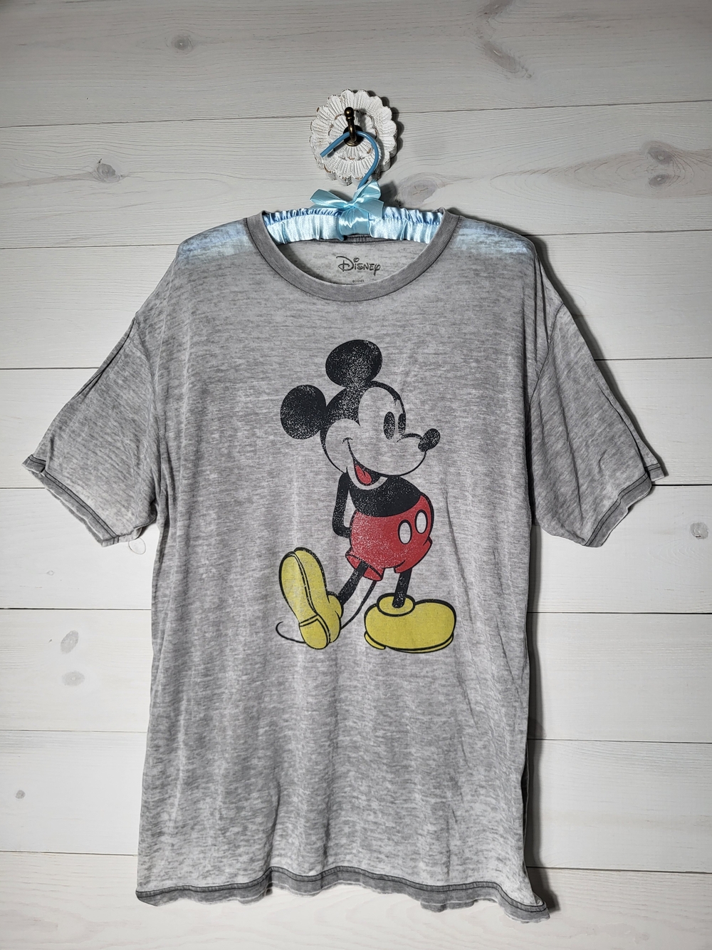 Disney T-Shirt Mickey Mouse Burnout Retro Classic Graphic Cotton Blend.